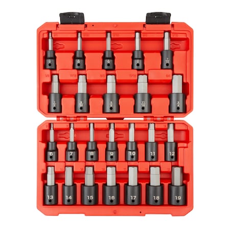 Tekton 1/2 Inch Drive Hex Impact Bit Socket Set, 24-Piece (1/4-3/4 in., 6-19 mm) SIB92311